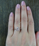 2ct Pear Cut Diamond Engagement Ring 14k RoseGold Finish Halo Solitaire Teardrop