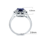 2ct Round Cut Blue Sapphire Engagement Ring 14k WhiteGold Finish Floral Art Deco