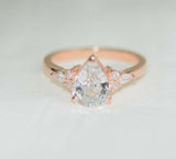 1ct Engagement Ring Pear Cut Diamond Petite Solitaire Design 14k YellowGold Over