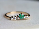 1ct Wedding Band Round Cut Green Emerald Curved Stackable 14k Yellow Gold Finish