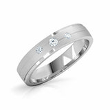 0.6ct Wedding Ring Band Round Cut Diamond Trilogy Stackable 14k WhiteGold Finish