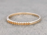 0.6ct Round Cut Yellow Citrine Wedding Band Minimalist 14k Yellow Gold Finish