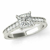 1.7ct Princess Cut Diamond Milgrain Vintage Engagement Ring 14k White Gold Over