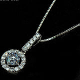 2.3ct Round Cut VVS1D Diamond Pendant Halo Fancy 14k White Gold Finish NO CHAIN