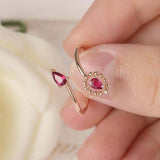 1ct Pear Cut Pink Ruby Two Stone Open Bypass Engagement Ring 14k RoseGold Finish