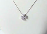 0.7ct Diamond Pendant with Chain Round Cut Brilliant Floral 14k WhiteGold Finish