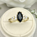 2ct Engagement Ring Marquise Black Diamond Petite Solitaire 14k Yellow Gold Over