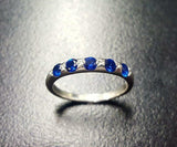 1.35ct Wedding Ring Band Round Cut Blue Sapphire Stackable 14k White Gold Finish