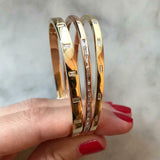 0.65ct Baguette Cut Diamond Stylish Row Bangle Bracelet 14K Yellow Gold Finish