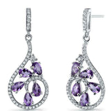 6Ct Pear Cut Purple Amethyst Stylish Diamond Drop Earrings 14K White Gold Finish