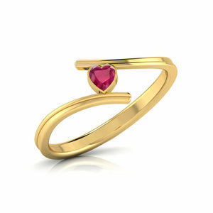 0.2Ct Heart Cut Pink Ruby Bypass Solitaire Engagement Ring 14K Yellow Gold Over