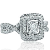 2.2ct Radiant Diamond Engagement Ring Split Band Dual Halo 14k White Gold Finish