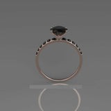 1.5ct Oval Cut Black Diamond Solitaire Ring 14k Rose Gold Over with Round Accent