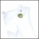 2ct Heart Cut Green Peridot Flower Design Stud Earrings 14k Yellow Gold Finish