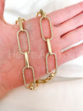 1.2ct Round Cut Moissanite Paperclip Chain Link Bracelet 14k Yellow Gold Plated