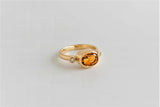 1.3ct Oval Cut Yellow Citrine Engagement Ring Trilogy 14k Yellow Gold Finish