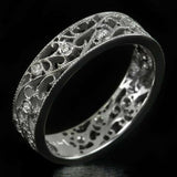 0.5Ct Round Diamond Milgrain Eternity Wedding Band Women 18K White Gold Finish