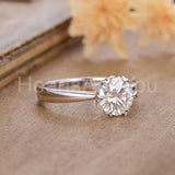 1ct Round Cut Moissanite Solitaire Heart Prong Women Ring 14k White Gold Plated