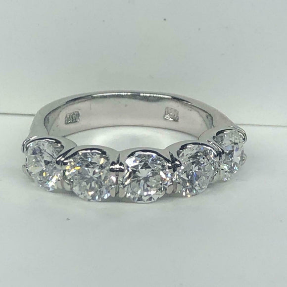 2.5ct Round Cut Diamond Five Stone Wedding Anniversary Band 14k White Gold Over