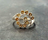 1.5ct Engagement Ring Round Cut Yellow Citrine Swirl Twist 14k White Gold Finish