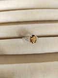 2.1ct Engagement Ring Oval Cut Yellow Citrine Diamond Halo 14k White Gold Finish