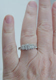 4Ct Baguette Cut Diamond Accents Statement Engagement Ring 14K White Gold Finish