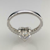 2ct Heart Cut Diamond Engagement Ring Halo 14k White Gold Over with Round Accent