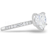 1.2ct Heart Simulated Diamond Solitaire with Accents Ring 14k White Gold Plated