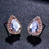 2ct Pear Cut Diamond Halo Pear Shape Design Stud Earrings 14k Rose Gold Finish