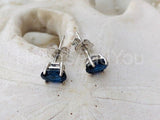 2ct Oval Cut Simulated Blue Sapphire Solitaire Stud Earring 14k WhiteGold Plated