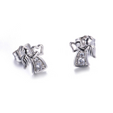 1.3ct Round Cut Diamond Angel Heart Wedding Stud Earrings 14k White Gold Finish