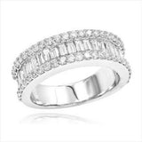 4Ct Emerald Round Cut Diamond Half Eternity Wedding Band 14K White Gold Finish