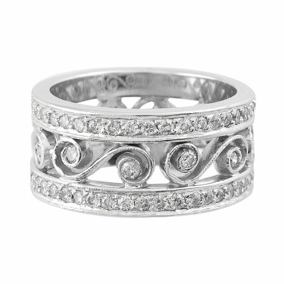 2.5Ct Round Cut VVS1 Diamond Vintage Filigree Wedding Band 14K White Gold Finish