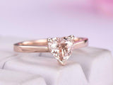 1ct Heart Cut Peach Morganite Engagement Ring Solitaire 14k Rose Gold Finish