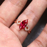 2.1ct Marquise Cut Ruby Engagement Ring Infinity Split Band 14k Rose Gold Finish