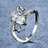 3ct Heart Cut Diamond Engagement Ring 14k White Gold Finish Heart Shape Bypass