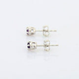 0.5ct Stud Earrings Round Cut Purple Amethyst Solitaire 14k White Gold Finish