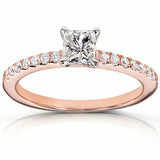 2Ct Princess Cut Diamond Petite Solitaire Engagement Ring 14K Rose Gold Finish