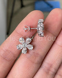 2ct Pear Cut Simulated Diamond Floral Cluster Stud Earrings 14k WhiteGold Plated