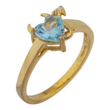 1ct Engagement Ring Heart Cut Blue Topaz Devil Solitaire 14k Yellow Gold Finish