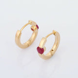 1ct Hoop Earrings Round Cut Pink Ruby Solitaire 14k Yellow Gold Finish