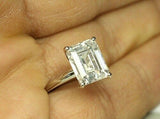 3Ct Emerald Cut Diamond Classic Solitaire Engagement Ring 18K White Gold Finish