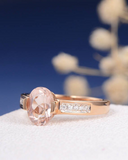 2ct Oval Cut Peach Morganite Engagement Ring Accents Solitaire 14k RoseGold Over