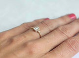 1ct Baguette Cut Diamond Engagement Ring 14k Yellow Gold Over Cluster Minimalist