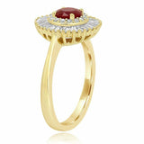 3ct Round Cut Pink Ruby Engagement Ring Dual Halo Ballerina 14k Yellow Gold Over