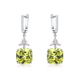 5Ct Asscher Cut Yellow Citrine Trillion Diamond Drop Earring 14K White Gold Over