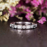 Half Eternity Wedding Ring Band 1.5ct Baguette Cut Diamond 14k White Gold Finish