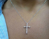 0.5ct Diamond Pendant with Chain Round Cut Brilliant Cross 14k White Gold Finish