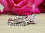 2ct Round Cut Moissanite Full Eternity Stacking Trio Set 14k White Gold Plated