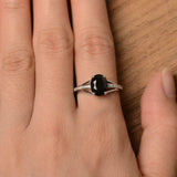 1.5ct Engagement Ring Oval Cut Black Diamond Split Shank 14k White Gold Finish